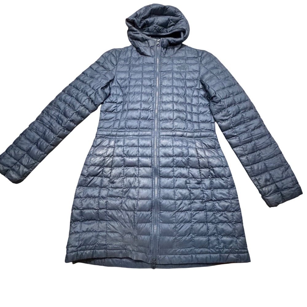The North Face Thermoball Parka Navy Blue Hooded Insulated Jacket Womens S ws
